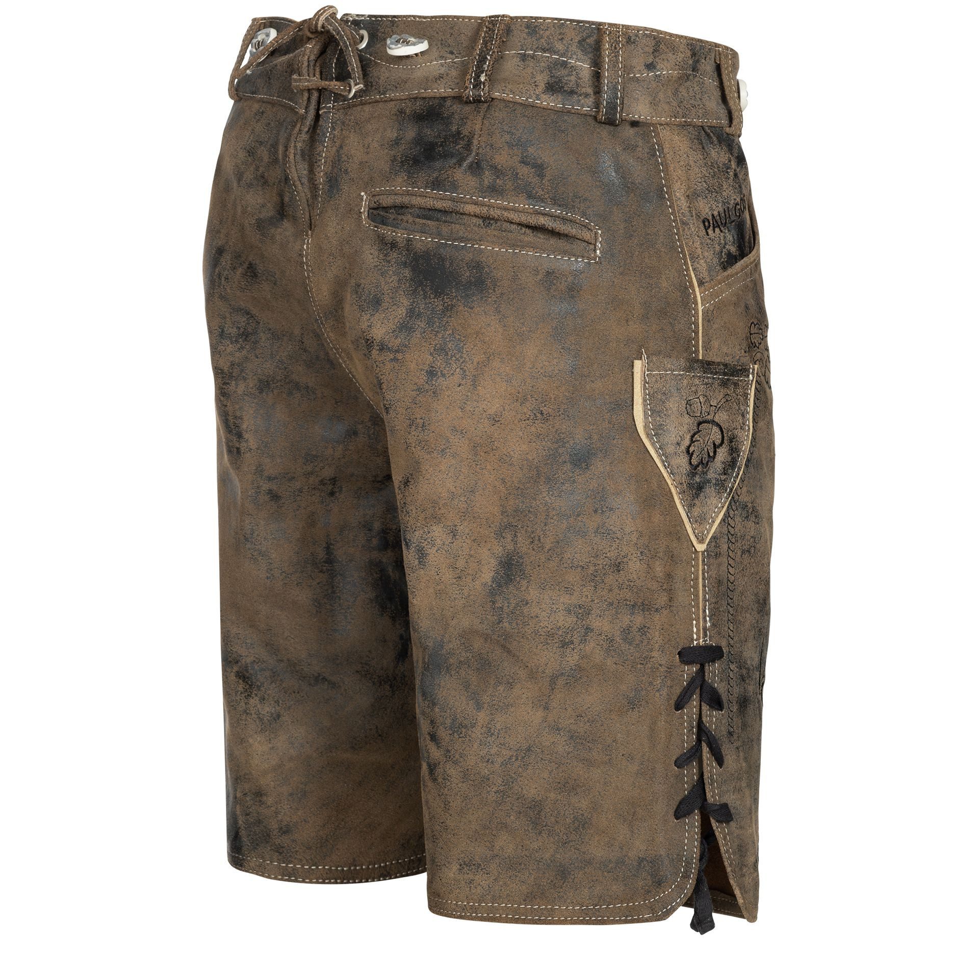 PAULGOS Trachtenhose Herren Lederhose Kurz mit Trägern 100% Echtleder - HK4 günstig online kaufen