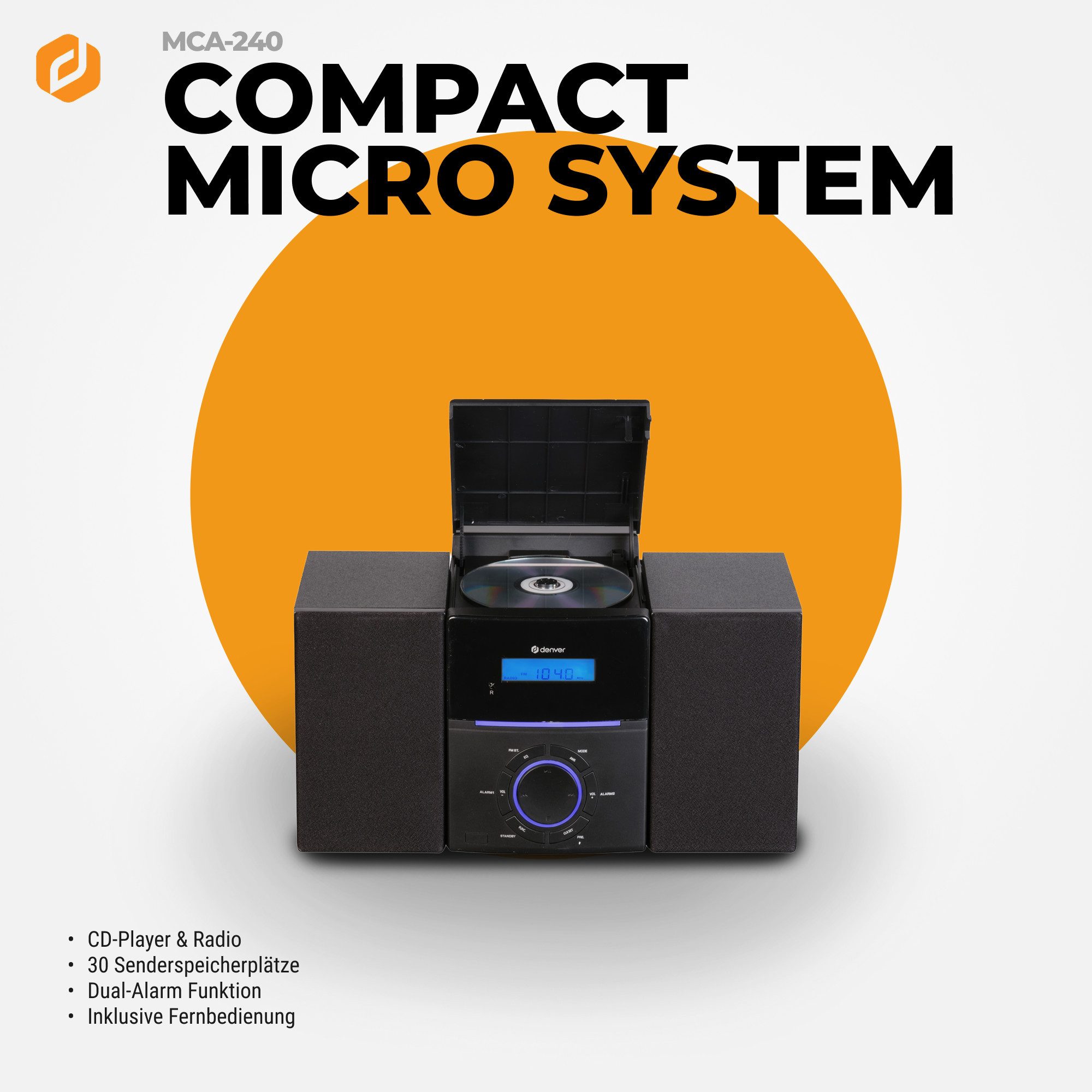 Denver MCA-240 Stereoanlage (FM, UKW, 40 W, Standbby- Modus, programmierte Wiedergabe)