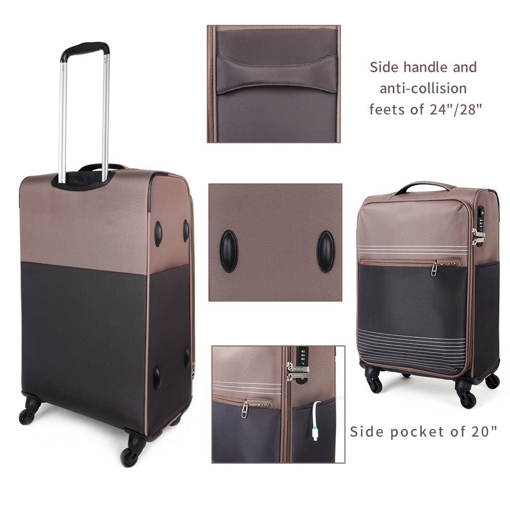 NEWCOM Handgepäckkoffer NEWCOM Gepäckset 3-teiliger erweiterbarer braun 20-24-28-Zoll-Koffer
