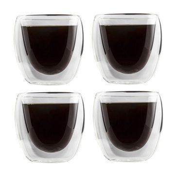 HI Thermoglas Espressotassen 4 Stk. Doppelwandig 80 ml Transparent, Glas