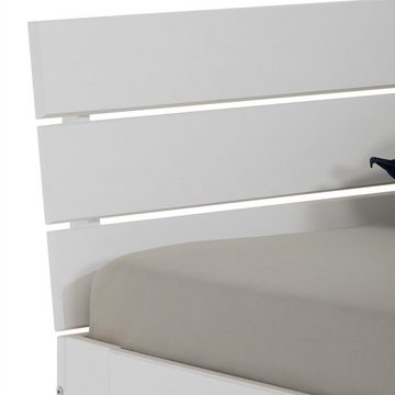 IDIMEX Massivholzbett THOMAS, Massivholzbett Doppelbett mit Kopfteil 140x200 cm in weiß