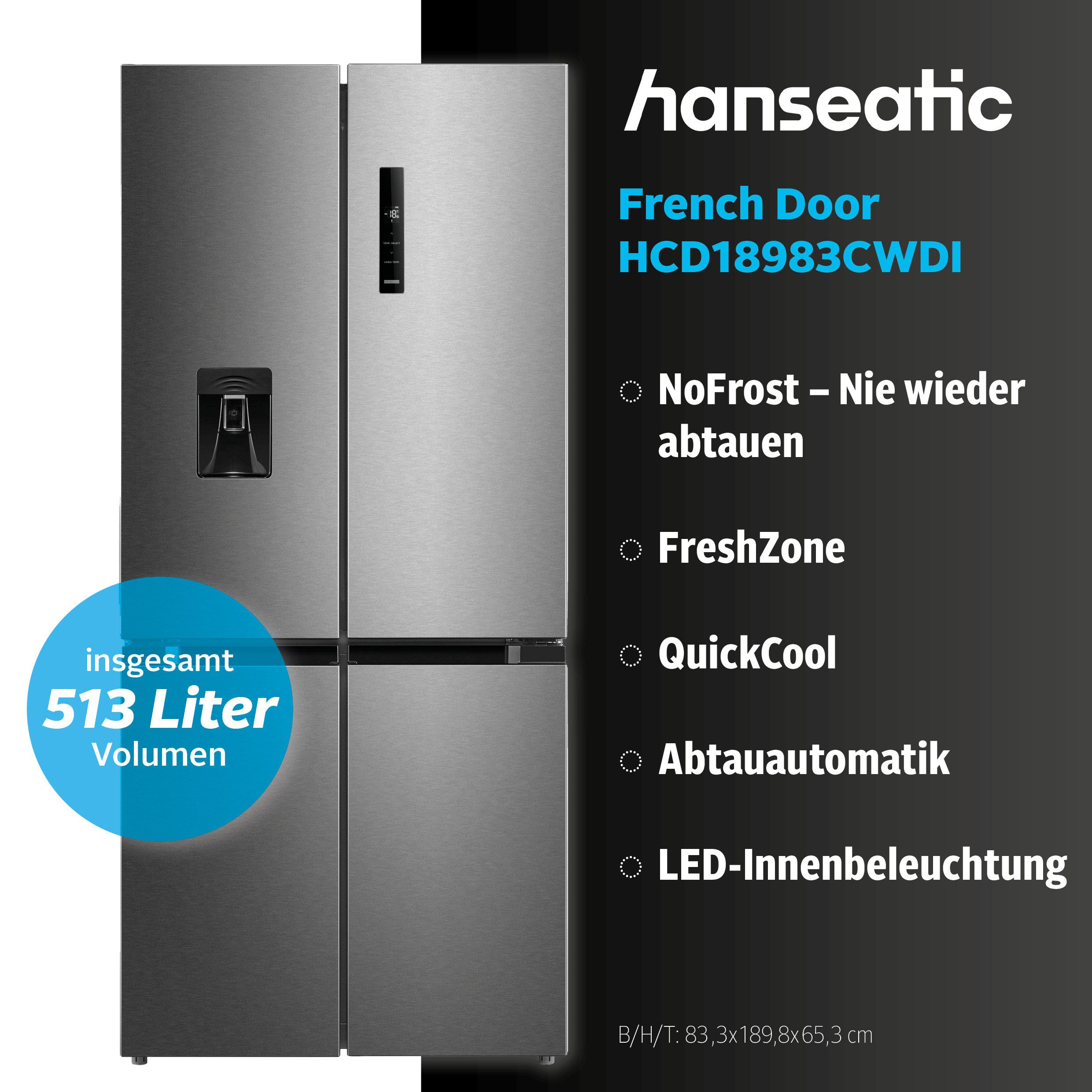 Hanseatic Multi Door HCD18983CWDI, 189,8 cm hoch, 83,3 cm breit, inkl. 3 Jahre Herstellergarantie