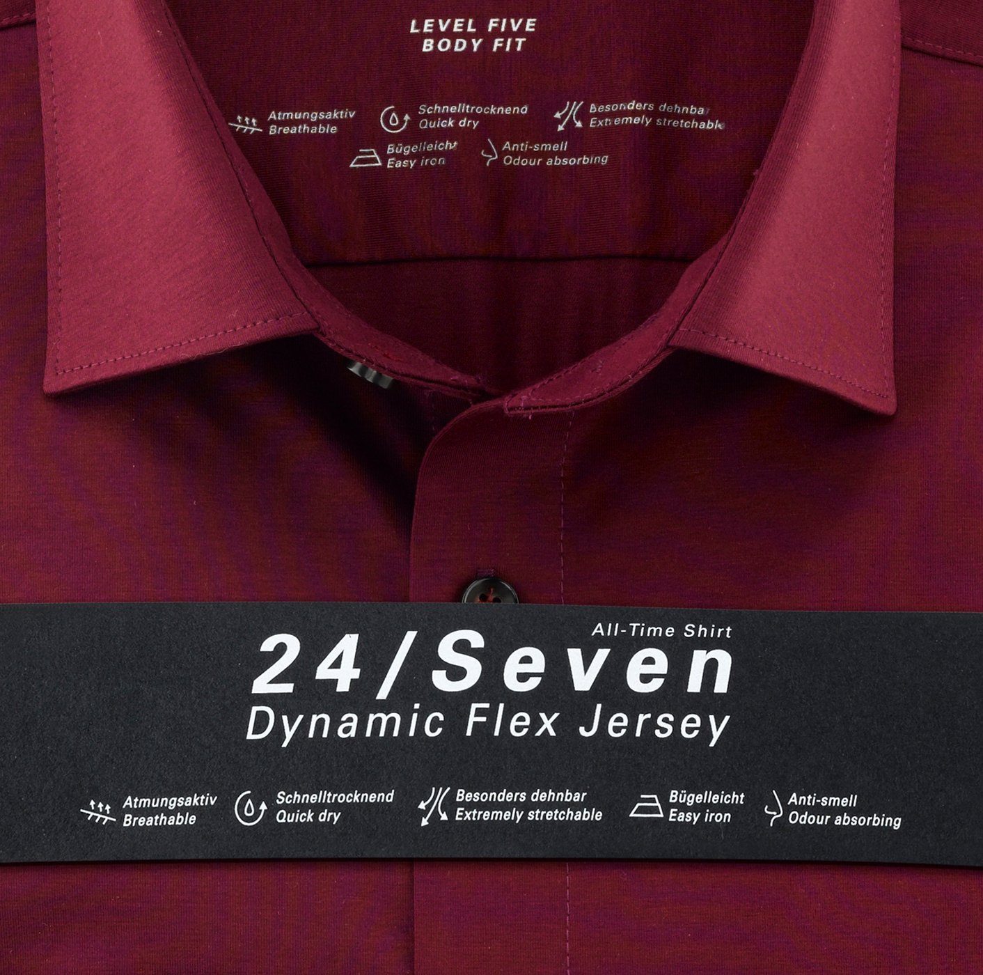 24/Seven OLYMP Level Five Rot OLYMP Langarmhemd