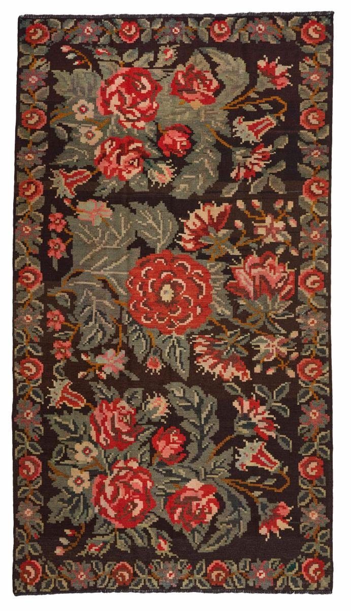 Orientteppich Rosen Handgewebter Nain rechteckig, Antik Orientteppich, Höhe: Trading, 3 mm 184x330 Kelim