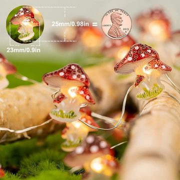 GelldG Lichterkette Pilz Nachtlicht Dekorative Lichter, 30LED Warmweiß Pilzlichter