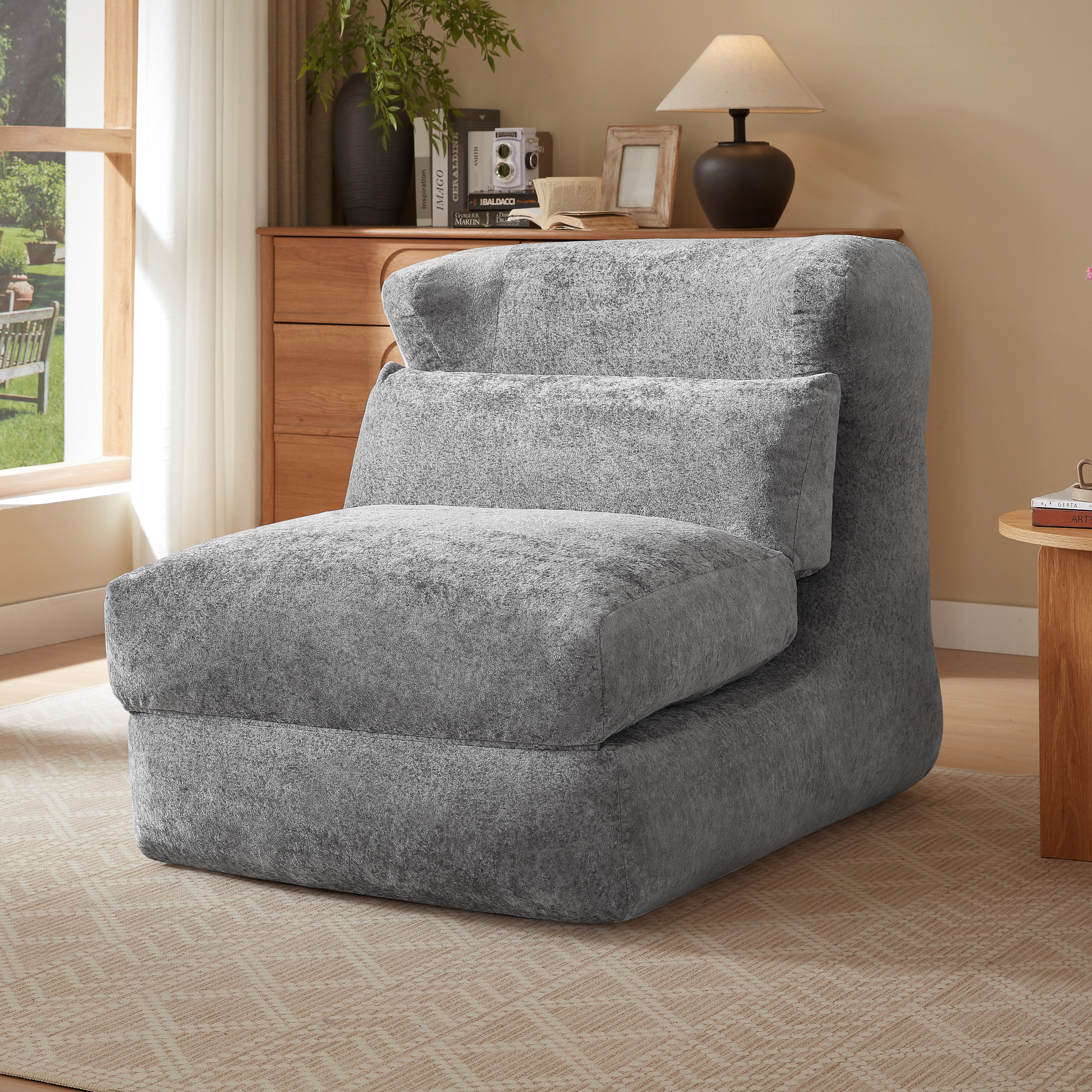 Odikalo Relaxliege Chenille-Relaxsessel mit Klappfunktion & schlaffunktion, einzigartiges Design, geeignet für Wohnzimmer und Schlafzimmer, kann von einem Einzelsessel in einen Liegestuhl umgewandelt werden