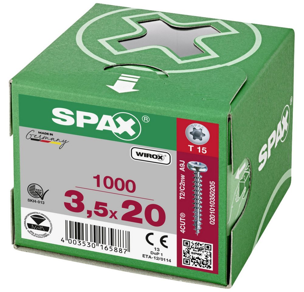 Thumbnail - SPAX Schraube SPAX 0201010350205 Holzschraube 3.5 mm 20 mm T-STAR plus Stahl WIR