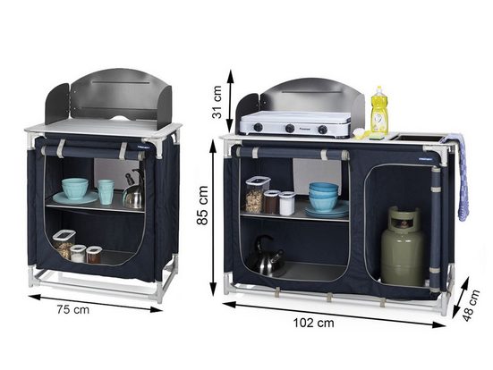 Campart Spülenschrank (2-St) mobile Campingküche mit Spüle