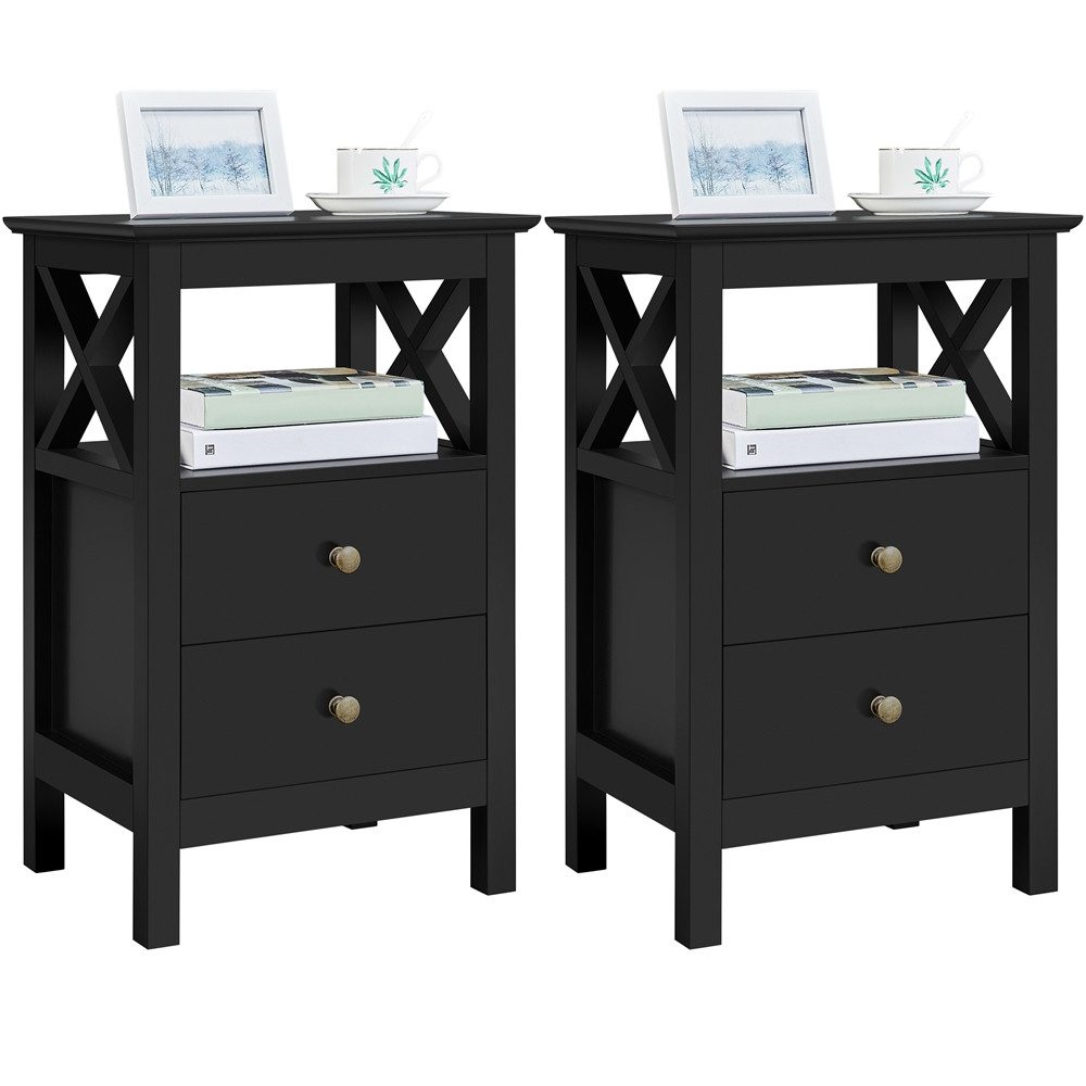Yaheetech Nachtkonsole Nachttisch (2 St), mit 2 Schubladen, Beistelltisch f günstig online kaufen