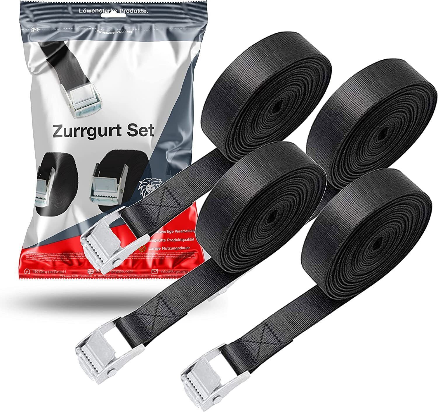 toolmate® Zurrgurt 5x mit Befestigungsgurt (5-St) Spanngurt Klemmschloss 250 Zurrgurte cm