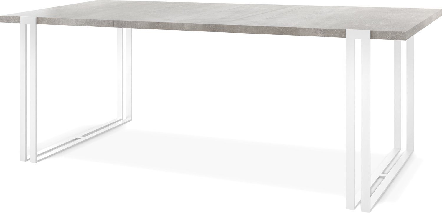 WFL GROUP Grau im Metallbeinen Loft-Stil Lilo, mit Ausziehbar Tisch Esstisch Glamour Beton