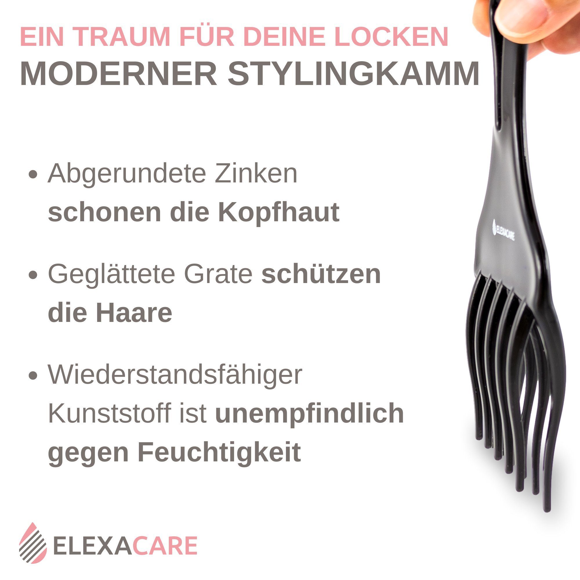 ELEXACARE Haarkamm Finger-Styler, (1 tlg), unempfindlich gegen Nässe