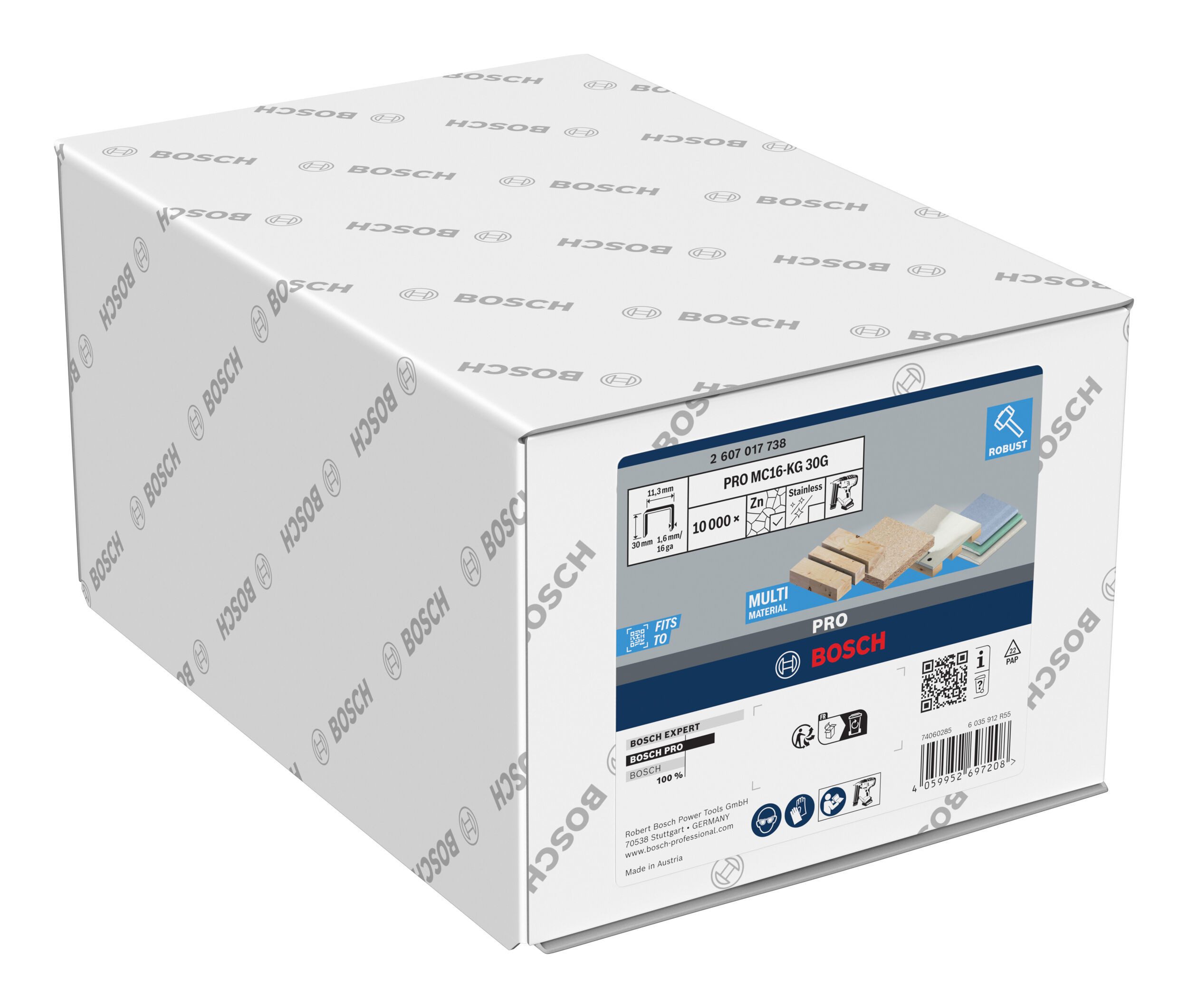 BOSCH Tackerklammer Pro MC16, MC16-KG 30G Kronenklammer m. mittlerem Rücken, 1,6/16 g, 30 mm
