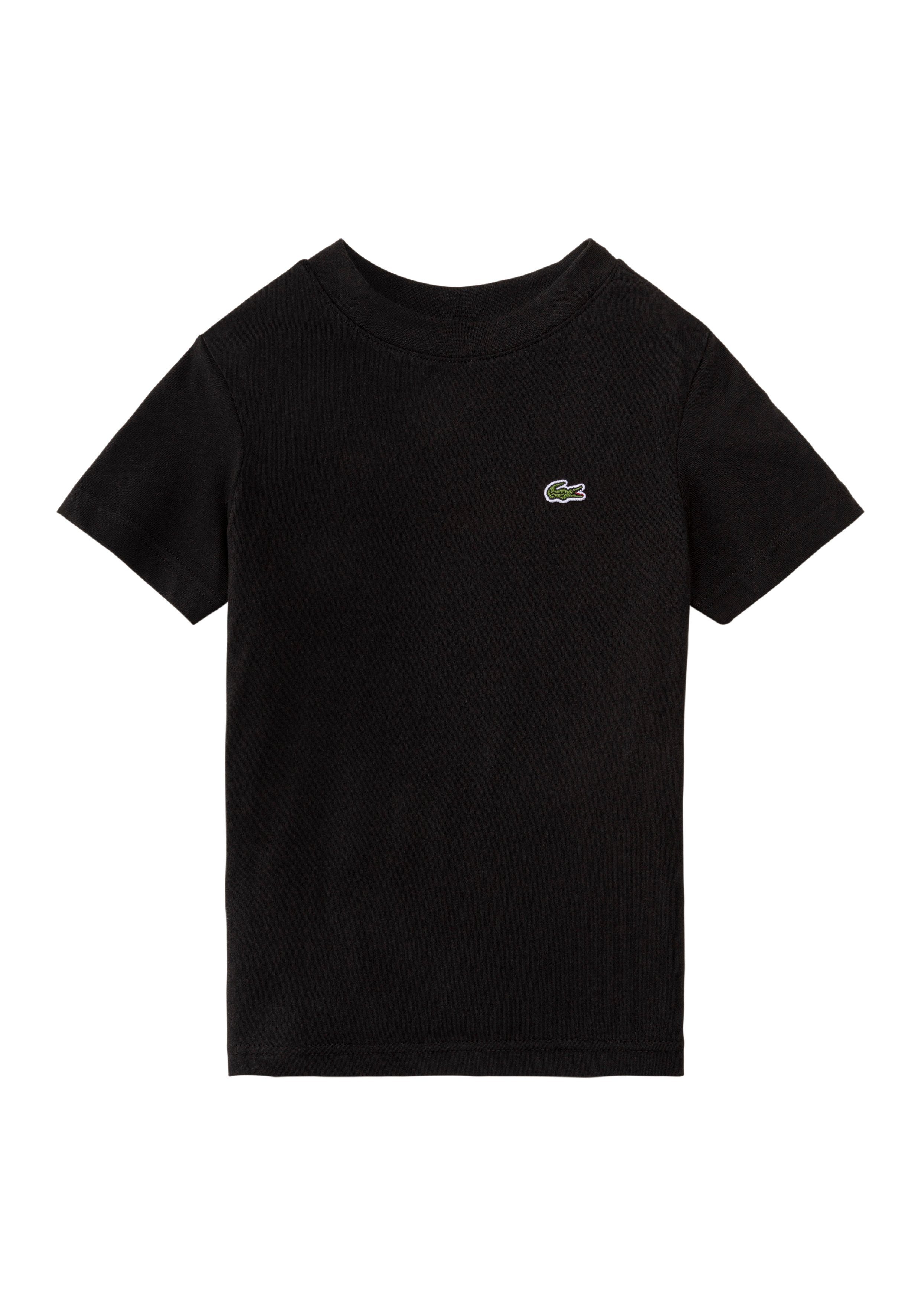 Lacoste T-Shirt mit Lacoste-Krokodil auf schwarz Brusthöhe