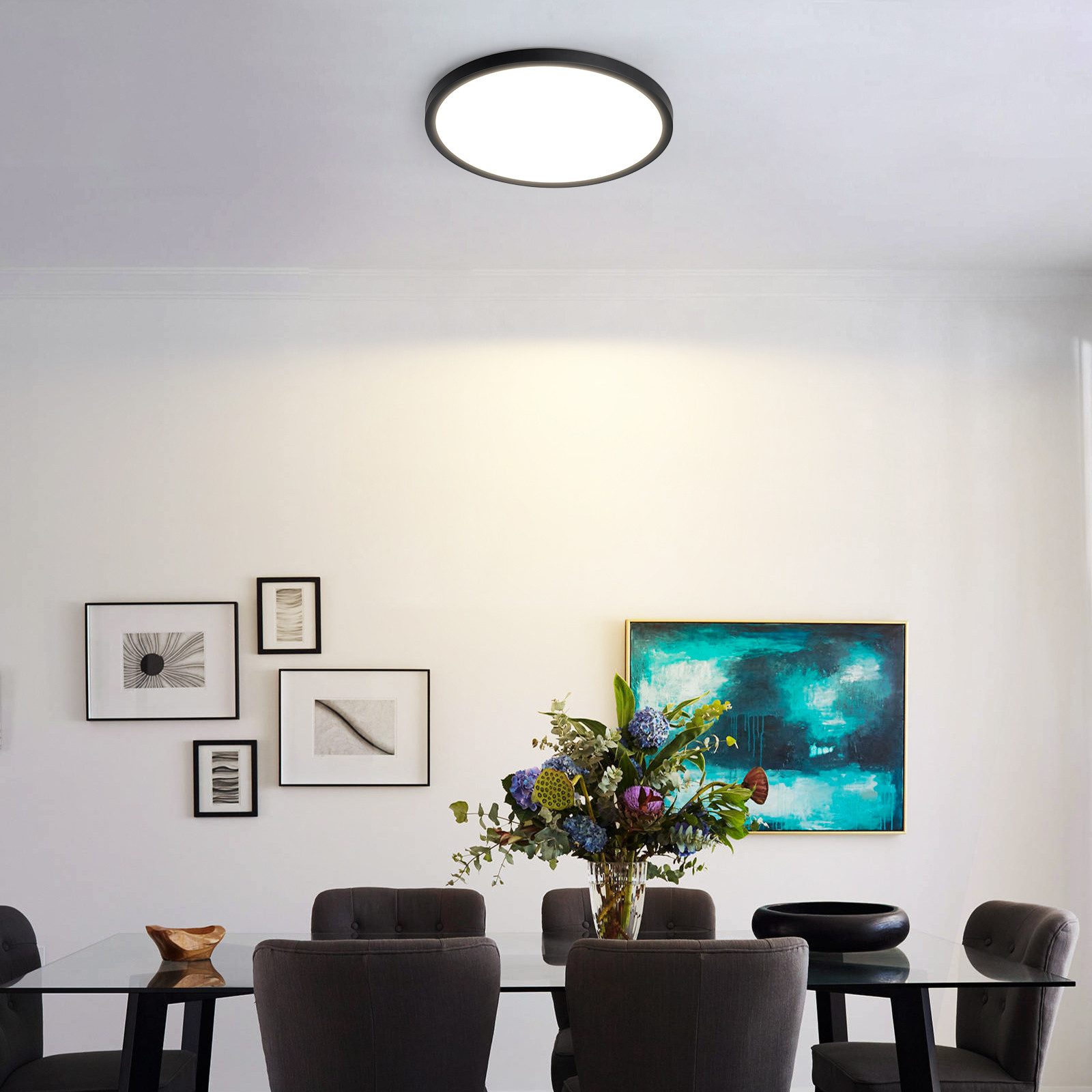 ZMH LED Deckenleuchte Whonzimmer ∅18CM Schwarz/Weiß günstig online kaufen