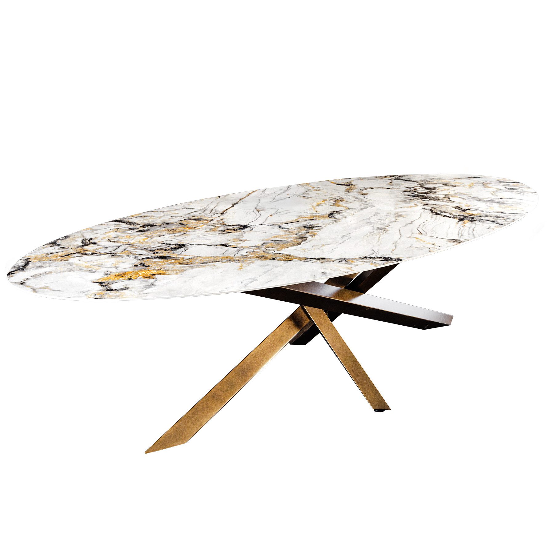 riess-ambiente Esstisch SCULPTURE 280x110cm weiß, grau (Aurora Oro) – oval, günstig online kaufen