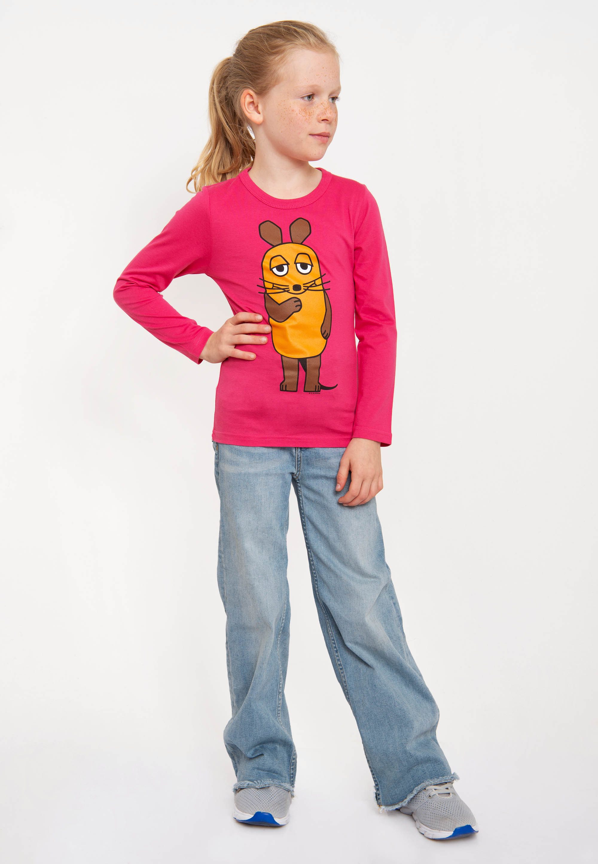 LOGOSHIRT Langarmshirt Die Sendung mit der Maus - Die Maus mit coolem Print