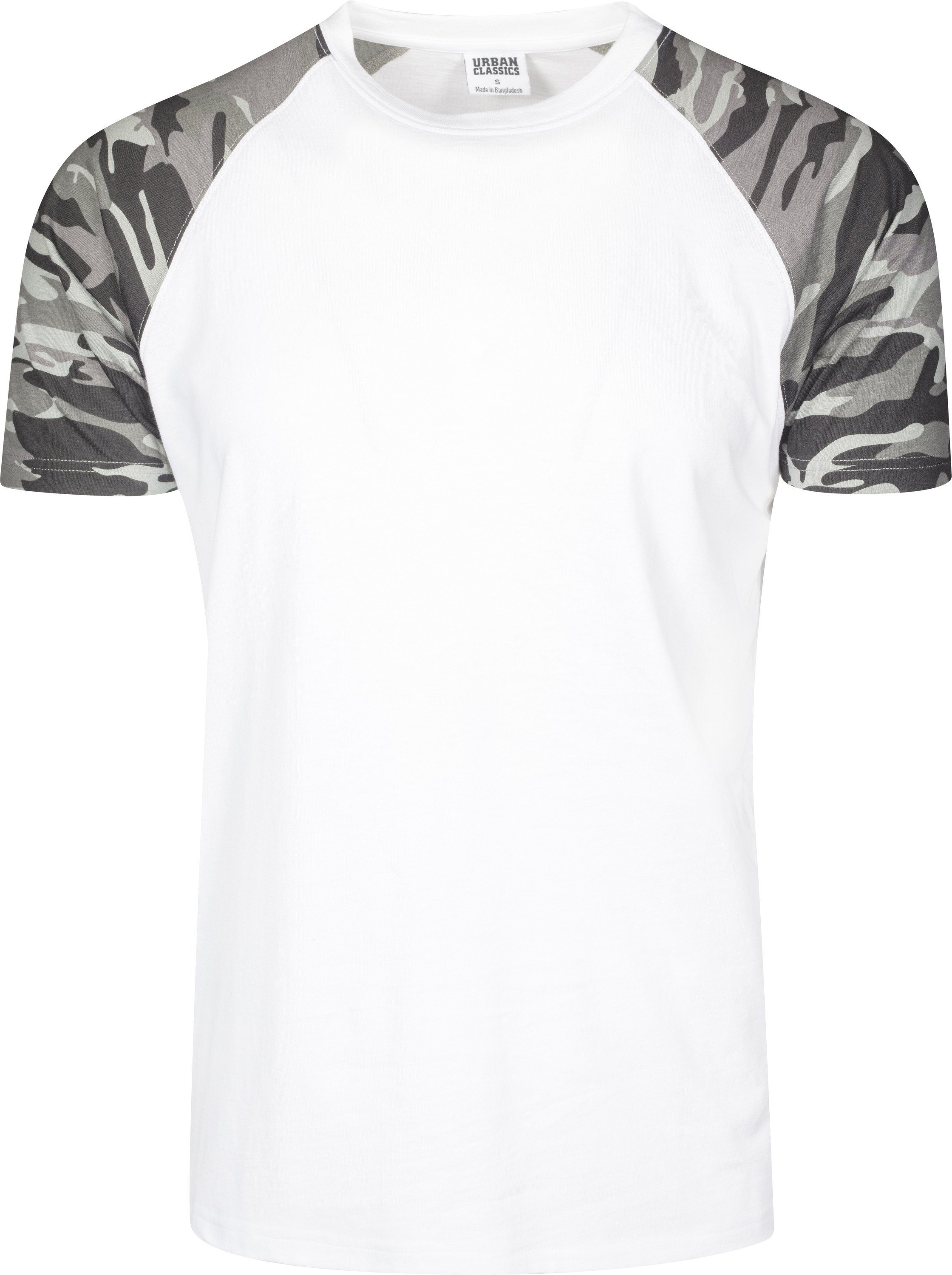 URBAN CLASSICS T-Shirt Herren Raglan Contrast Tee (1-tlg) white/darkcamo