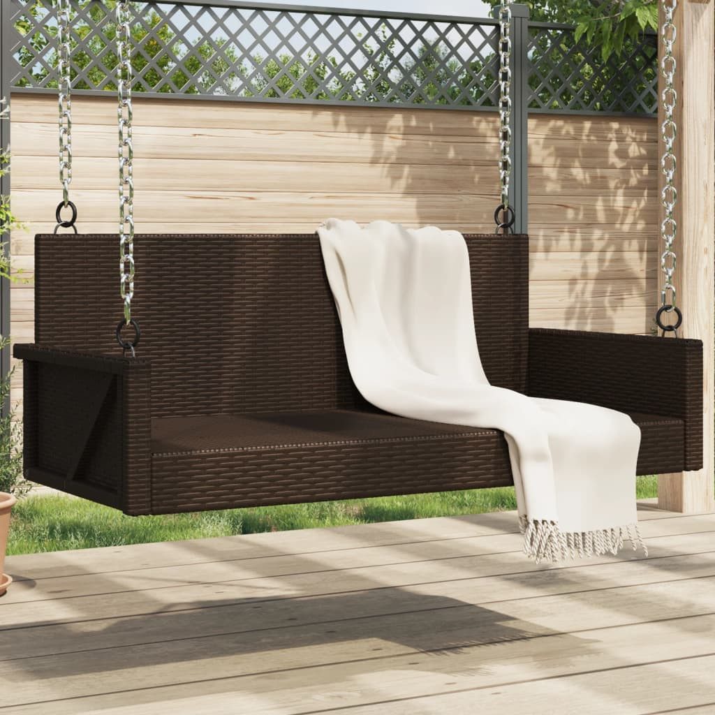 vidaXL Gartenbank Hängebank Braun 119x56x48 cm Poly Rattan (1-St)