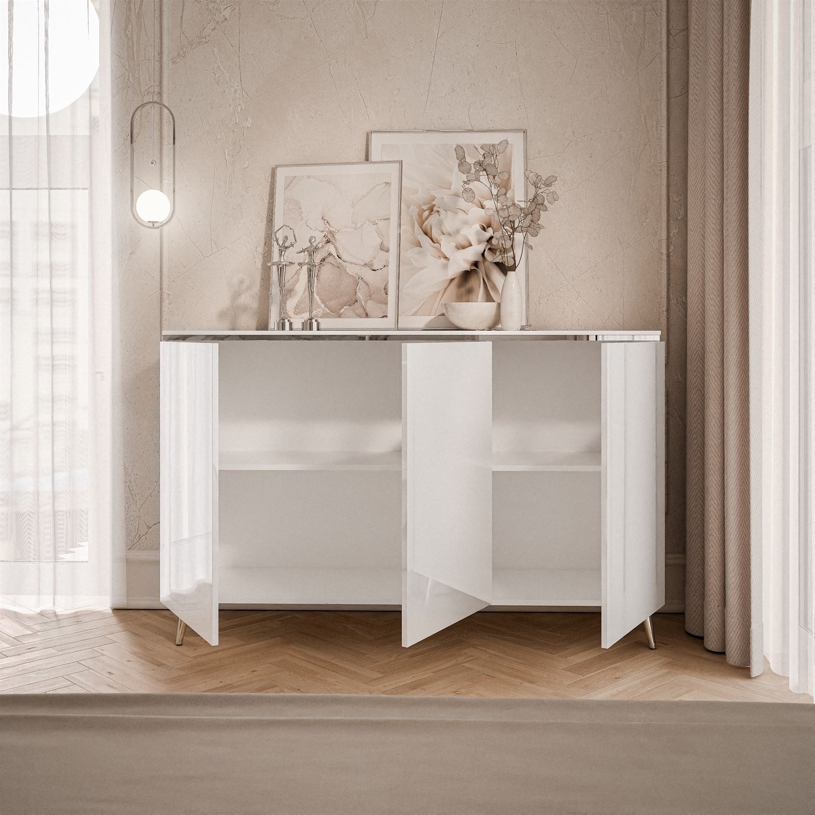 Lookway Kommode AURORA SILVER 3D mit Griffloses Öffnungssystem