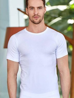 Berrak Collection Unterhemd Kurzarm Rundhals Herren Jersey Business Shirt, Slim fit Weiß, BS1024
