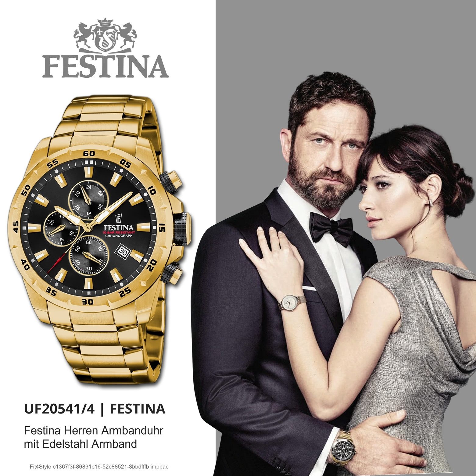 Festina Quarzuhr Festina Herrenuhr Chronograph Sport, (Analoguhr), Herren Armbanduhr rund, Edelstahlarmband gold, Sportlich