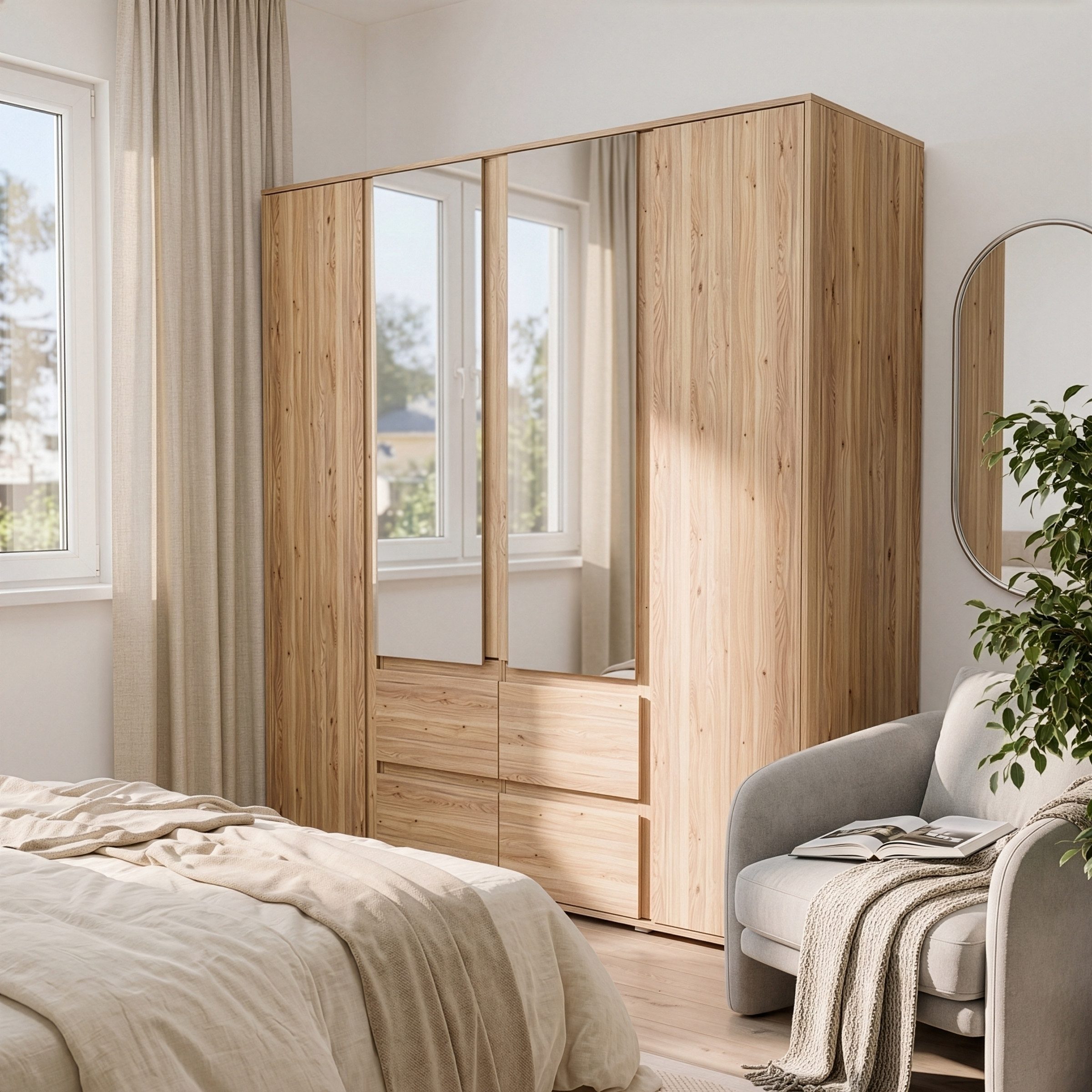 PREISBRECHER Drehtürenschrank Drehtürenschrank >LISSON< 2 Schubladen, verschiedene Farben zur Auswah 2 Schubladen, Farbe Weiss - 177,5x193,7x60cm (BxHxT)
