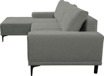 WERK2 Ecksofa Havanna L-Form, Moderne Eckcouch in Bouclé mit Schlaffunktion & Bettkasten