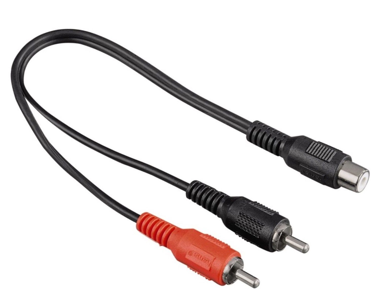 Hama Cinch Y-Kabel Subwoofer-Kabel Y Adapter Verteiler Audio-Kabel, Cinch-Stecker, Cinch-Buchse (20 cm), Splitter Chinch CAR Hifi Adapter-Kabel RCA-Stecker RCA-Buchse