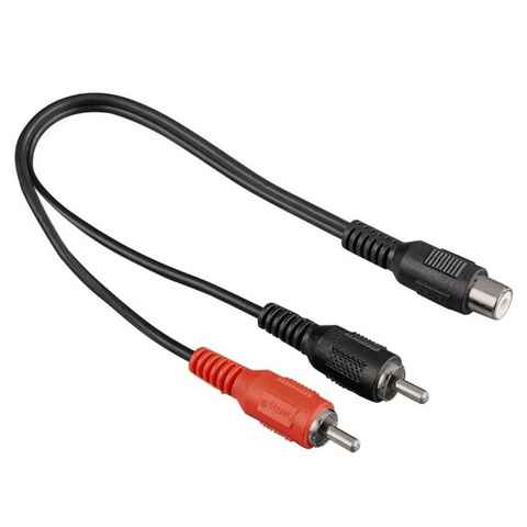 Hama Cinch Y-Kabel Subwoofer-Kabel Y Adapter Verteiler Audio-Kabel, Cinch-Stecker, Cinch-Buchse, (20 cm), Chinch CAR Hifi
