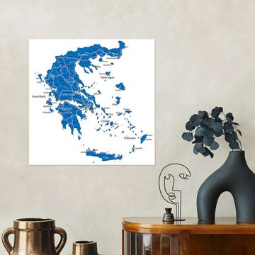 Posterlounge Poster Editors Choice, Griechenland - Politische Karte, Wohnzimmer Illustration