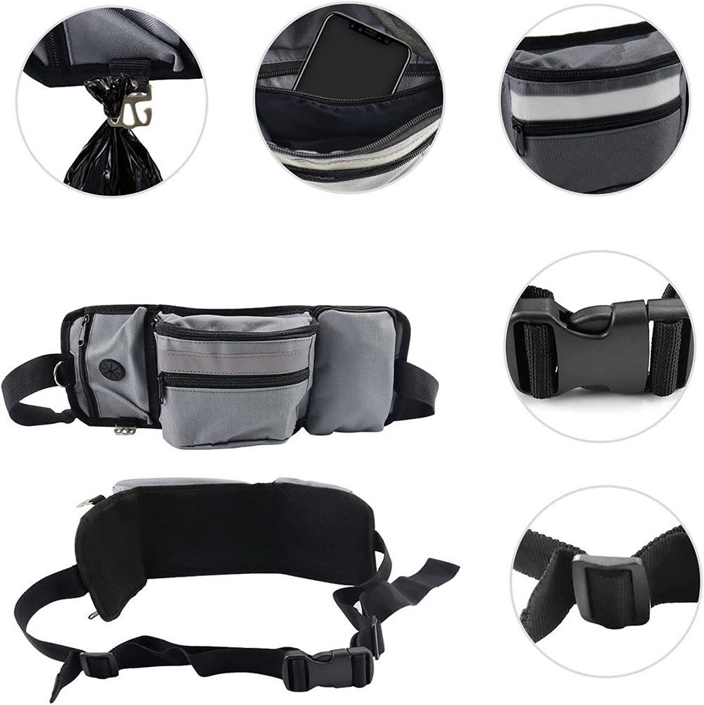 Ledander Leckerlibeutel Leckerlibeutel für Hunde,Bauchtasche für Hunde Zubehör, grau,Freihändige Hüfttasche für Hundetraining & Spaziergang