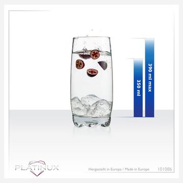 PLATINUX Glas Trinkgläser mit geformten Boden, Glas, Set 6 Teilig 350ml Wassergläser Saftgläser Frühstücksglas