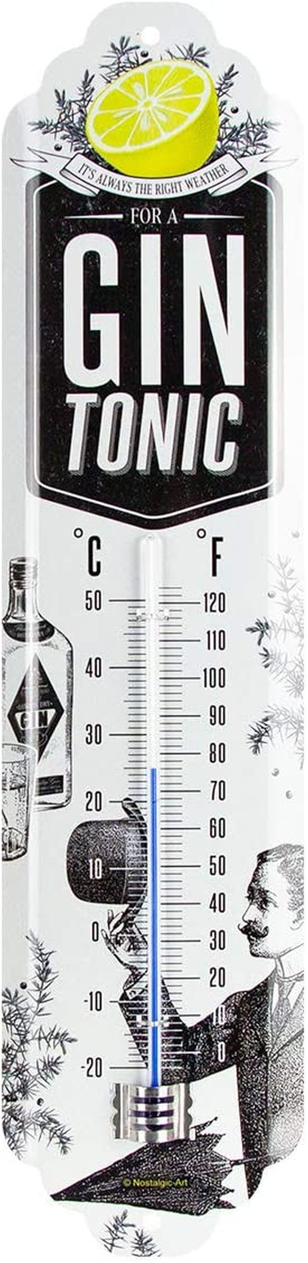 Nostalgic-Art Raumthermometer Retro Metall-Thermometer Innen Analog - Gin Tonic