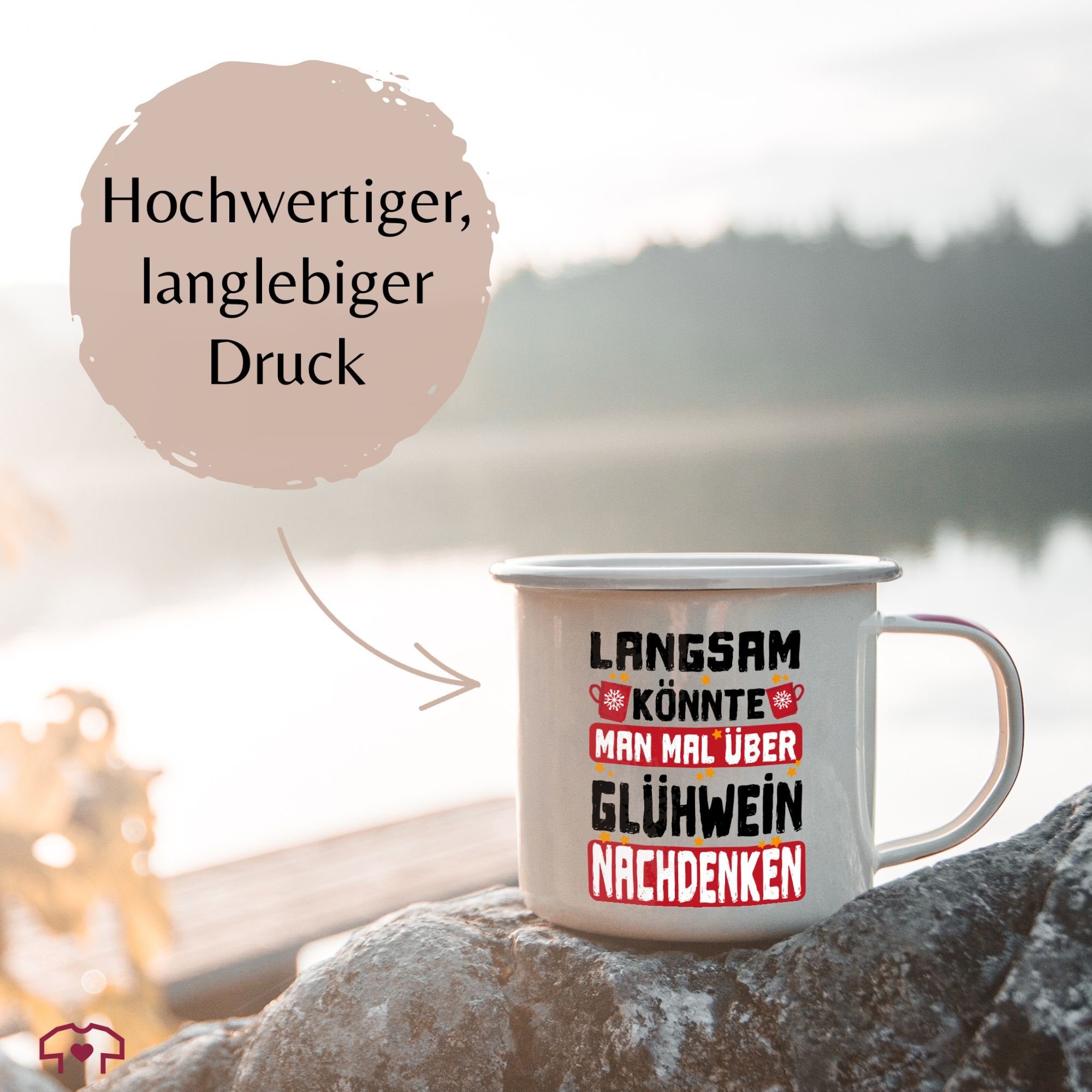 schwarz/rot, mal Weiß man nachdenken Langsam - 2 könnte über Tasse Stahlblech, Shirtracer Silber Weihnachtstasse Glühwein