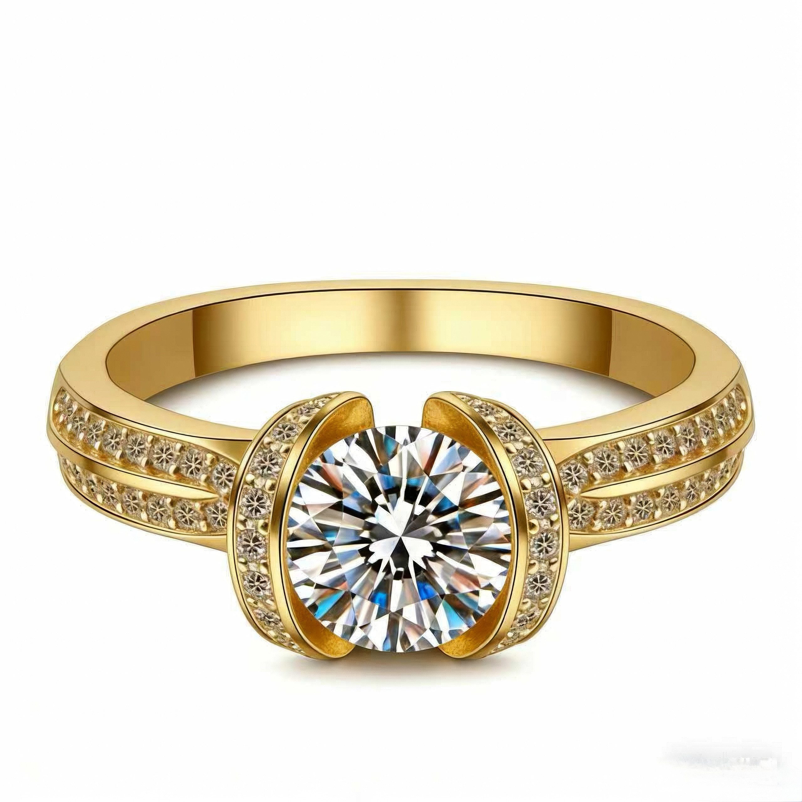 Diamantring ring gold damen 585 echtgold, labordiamant, wedding ring