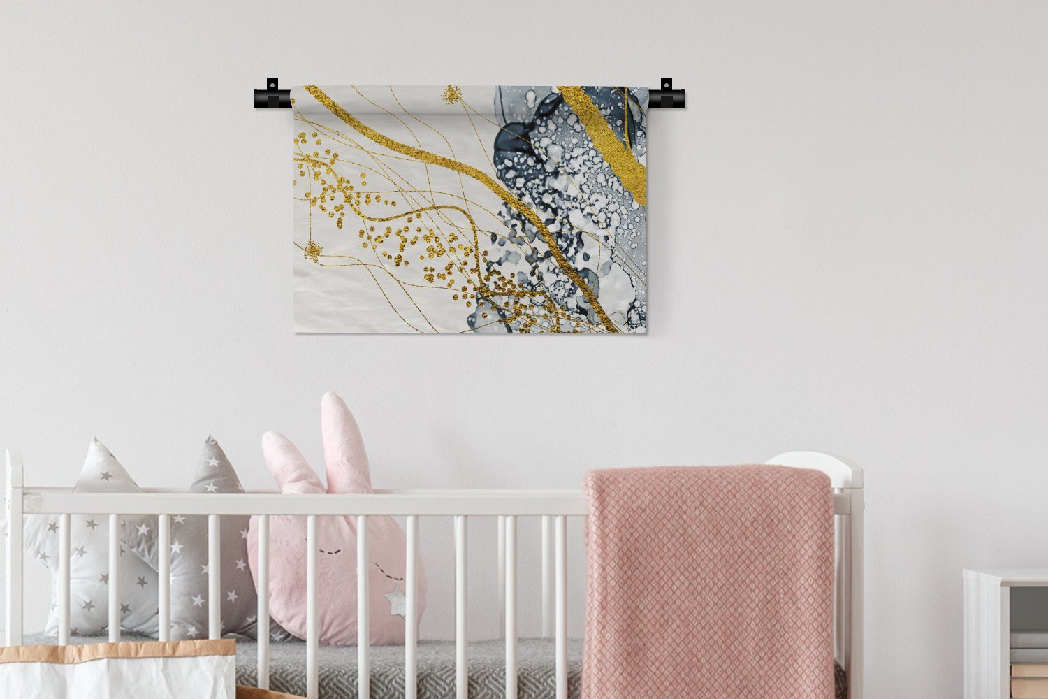 - Wandbehang, - Schlafzimmer, Gold Kunst, MuchoWow Kinderzimmer Kleid, für Wanddekoobjekt Natur - Abstrakt Wohnzimmer, Wanddeko