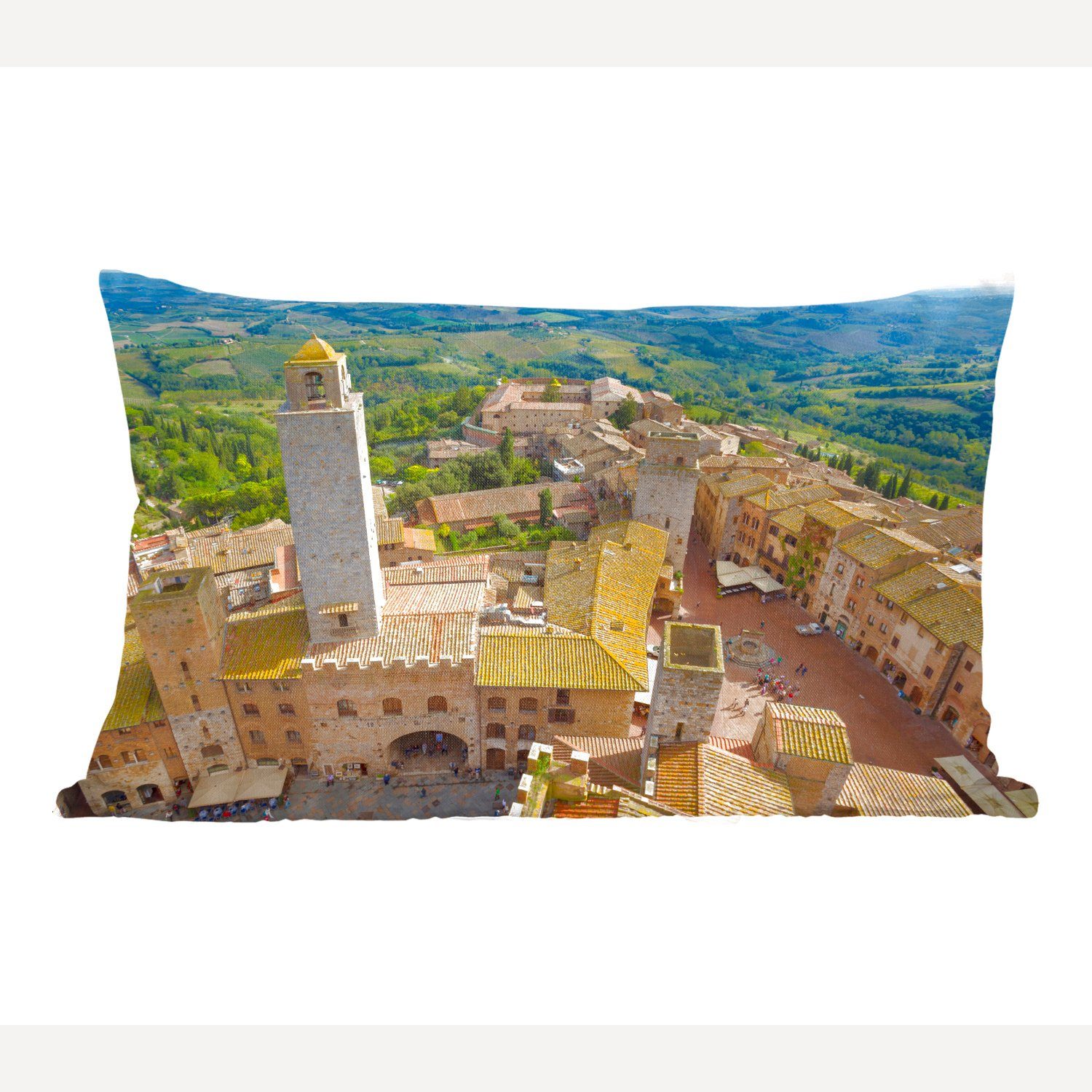 MuchoWow Dekokissen San Gimignano von oben in der Toskana, Italien, Wohzimmer Dekoration, Zierkissen, Dekokissen mit Füllung, Schlafzimmer