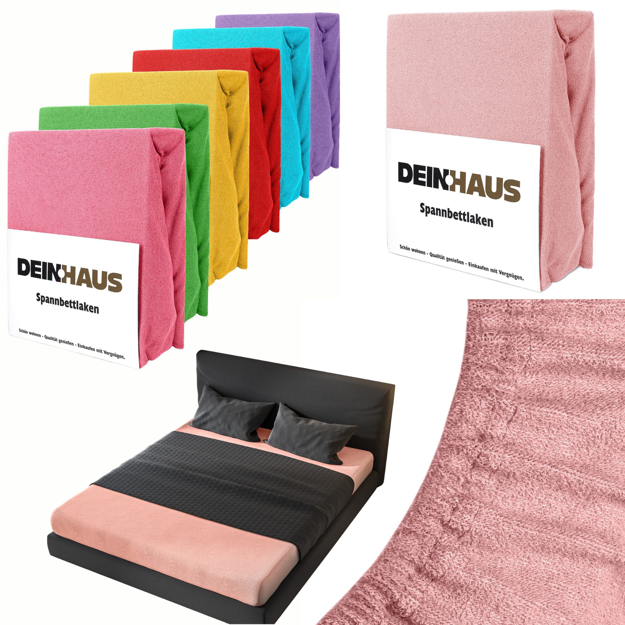 DH DEIN . HAUS Spannbettlaken Frottee SOFT, Baumwolle, Gummizug: rundum, (1 Stück), weich saugfähig atmungsaktiv Rundumgummi formstabil bis 20 cm
