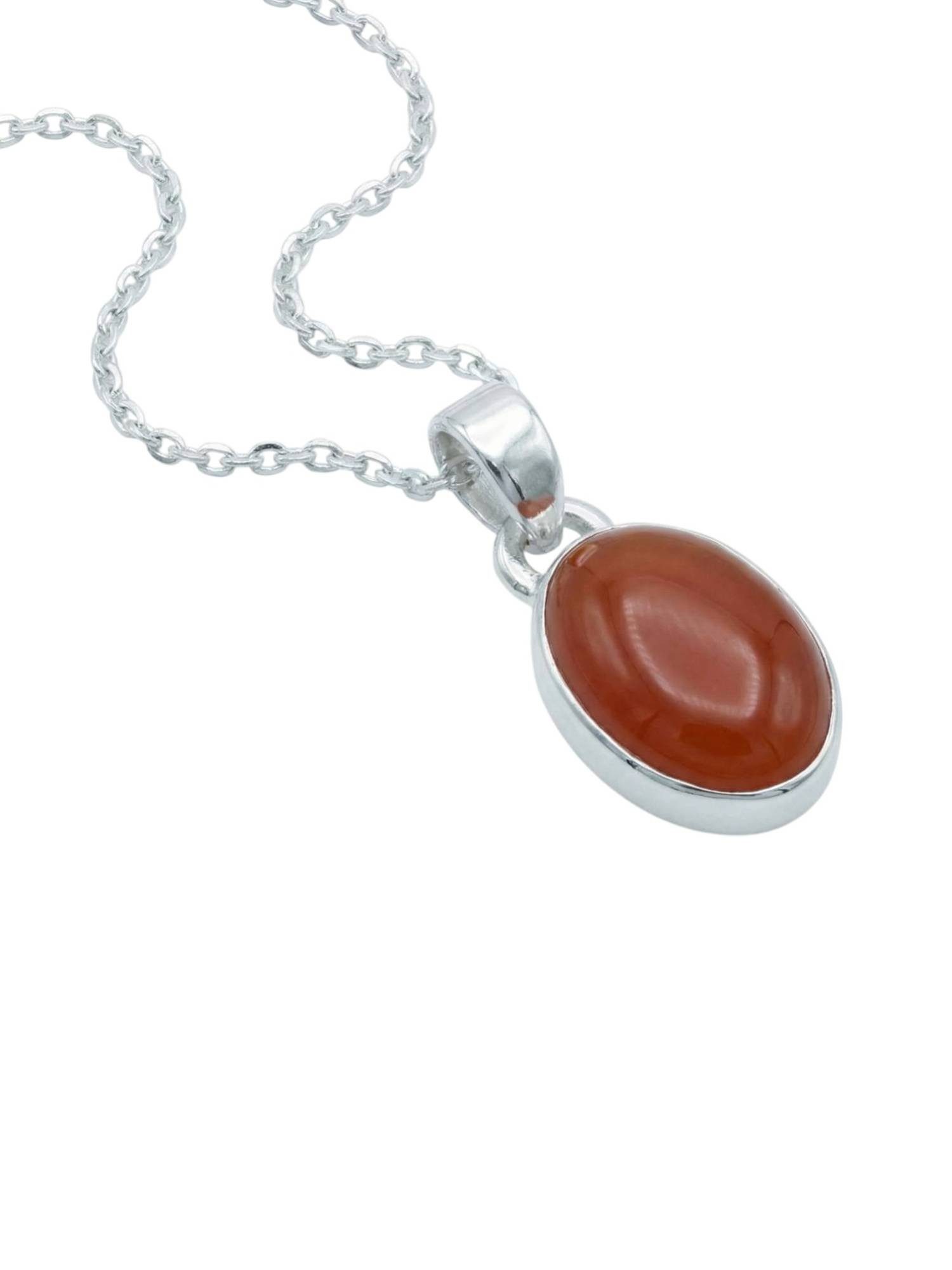 Kette mit Anhänger SAMA oval aus 925 Silber mit Karneol