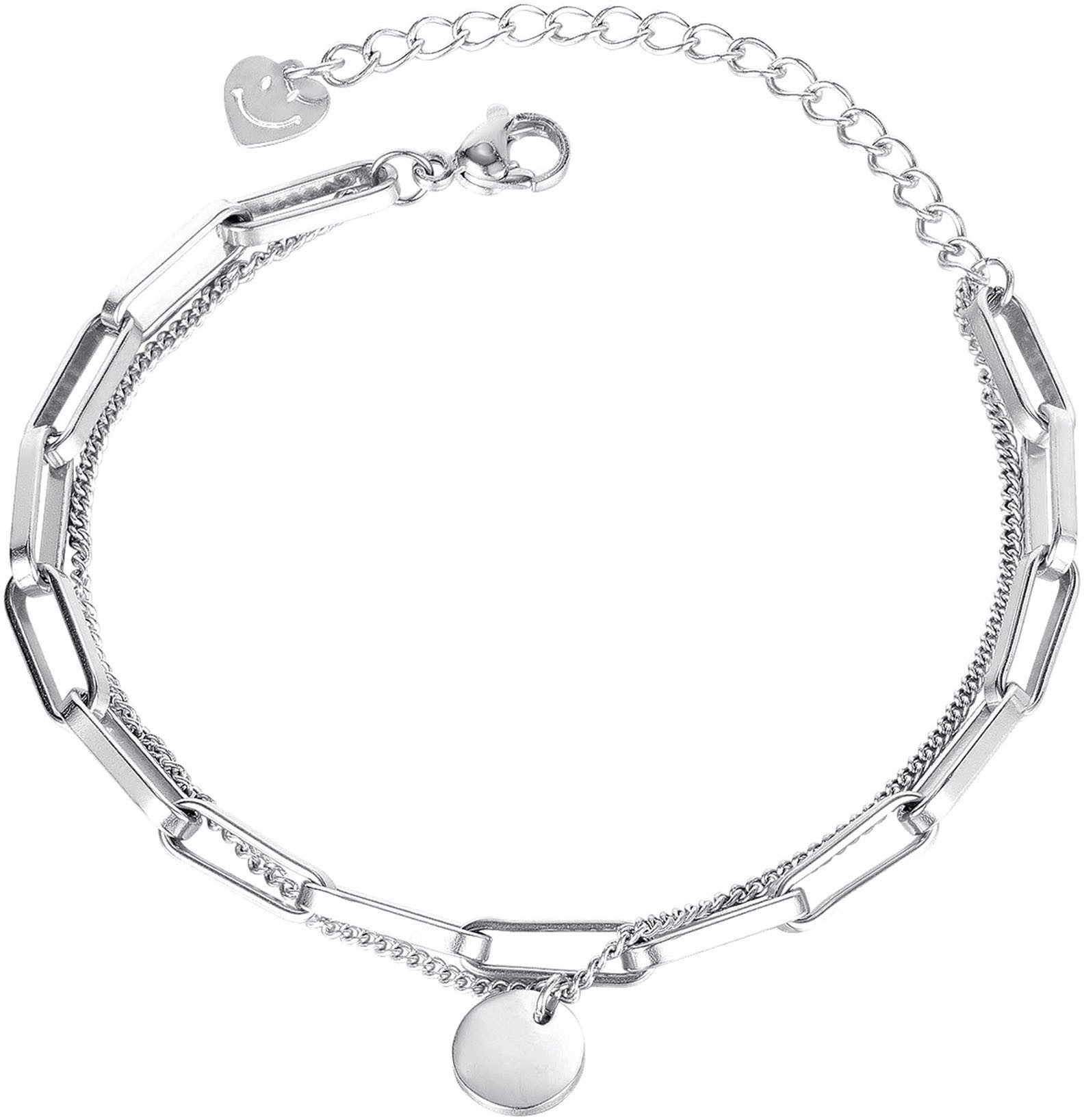 Firetti Armband Schmuck Geschenk Edelstahl Armschmuck Ankerkettengliederung Plättchen