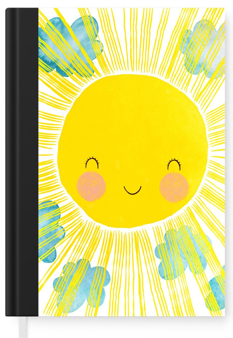 MuchoWow Notizbuch Sonne Tagebuch, Notizheft, - Illustration, A5, - Gelb Merkzettel, Kinder Haushaltsbuch - Seiten, Journal, 98