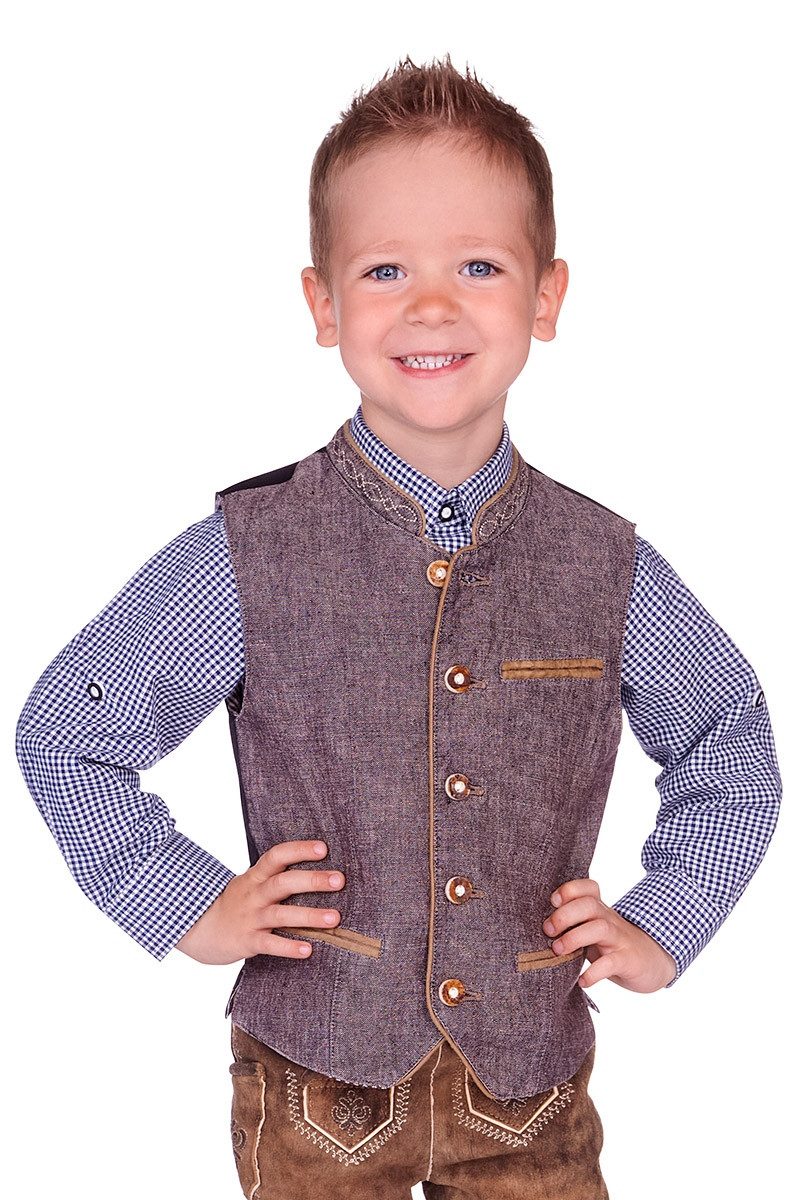 Maddox Trachtenjacke Kinderweste - OLIVER KID - kiesel