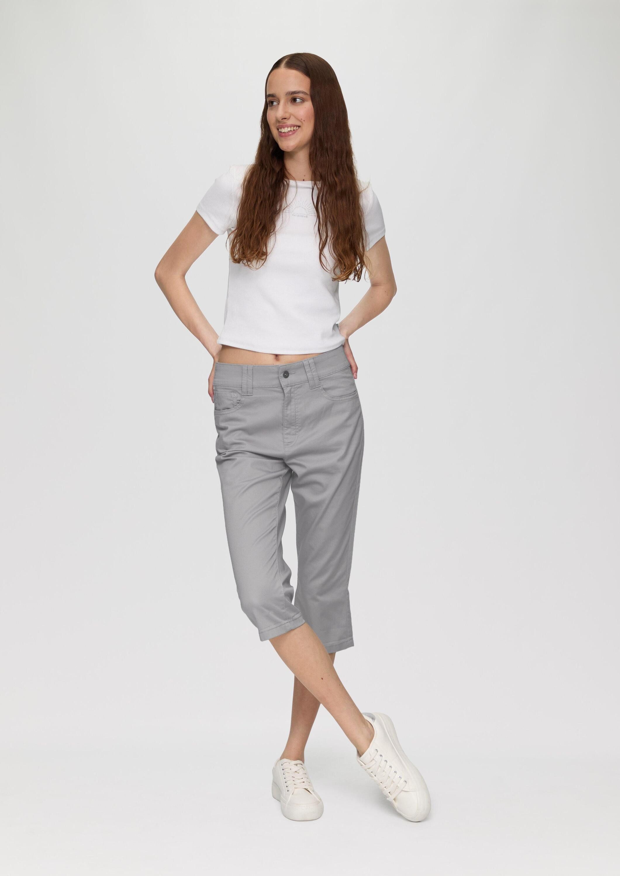 QS Caprihose Hose Caprihose aus Baumwoll-Satin mit schmalem Beinverlauf