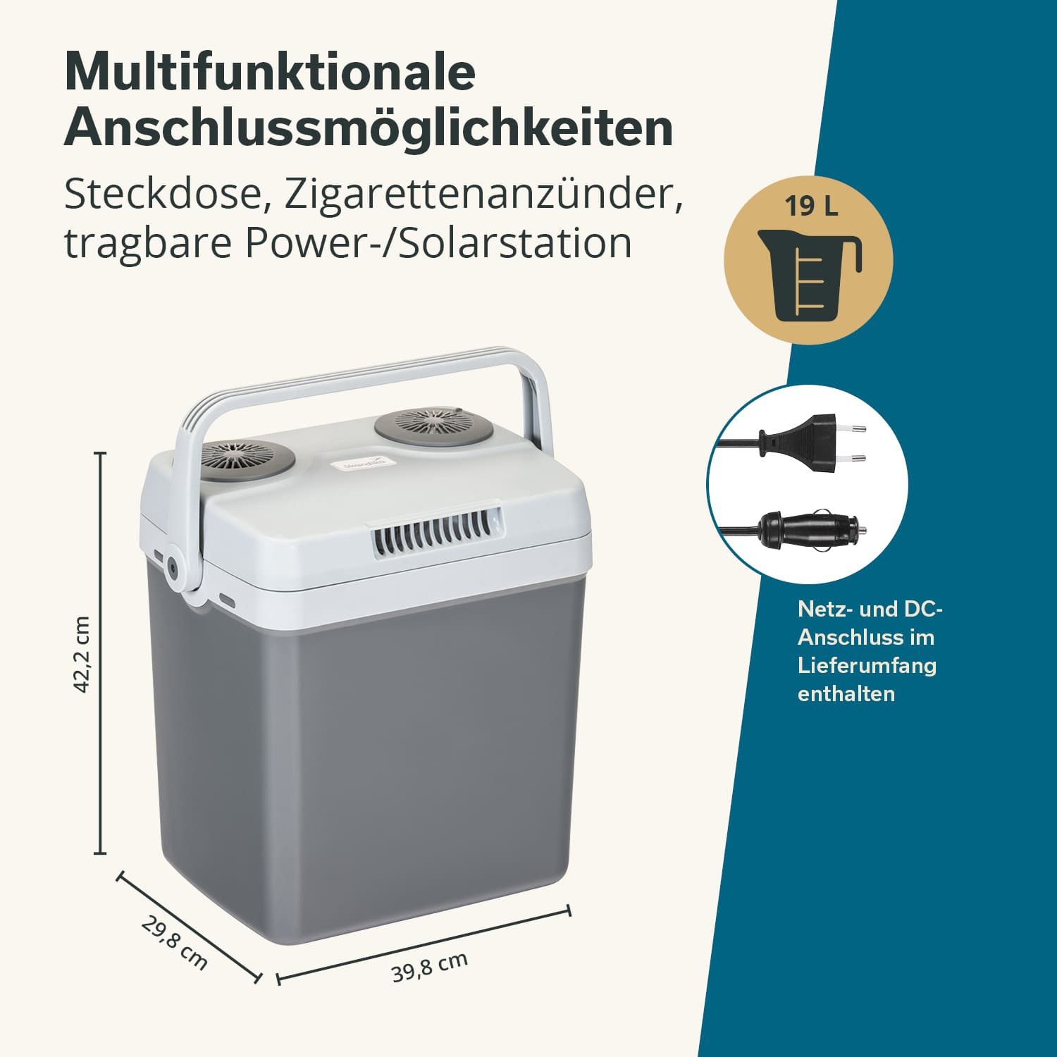 Skandika Elektrische Kühlbox Autokühlschrank, Leira, Kühl und Warmhaltefunktion, Gewicht 3,8 kg, elektrische Kühlbox für Auto und Steckdose, 12V, 220-240V