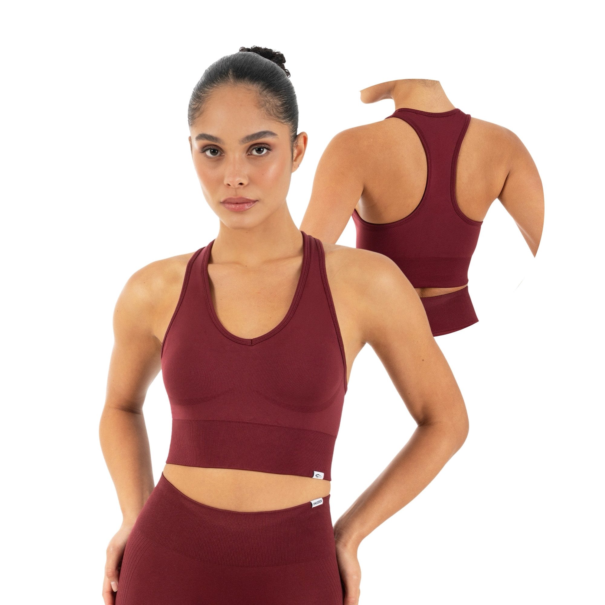 Smilodox Sport-BH Vonda, Sport Top Damen, Gym-BH für Workouts,Training & Yoga V-Ausschnitt, Seamless, Shaped Fit, Support-Bund, elastisch