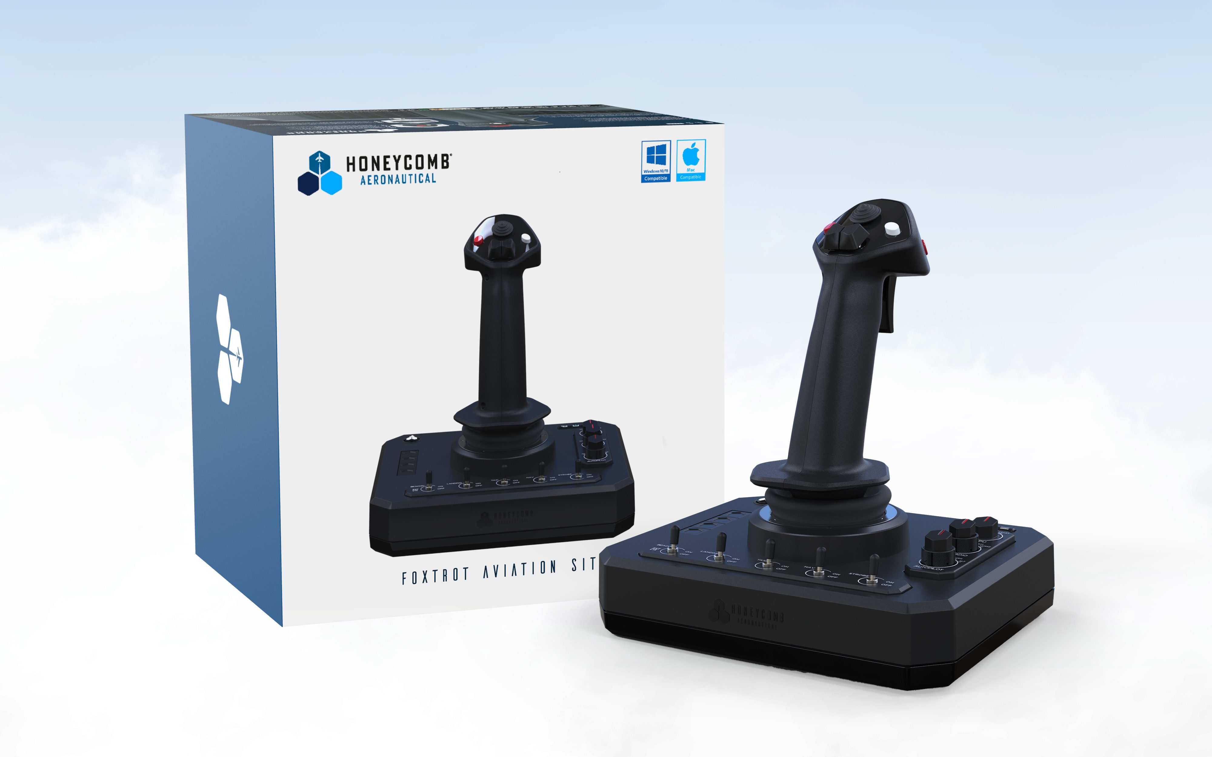 Honeycomb Aeronautical Honeycomb Foxtrot Aviation Stick - Flight Stick für Flugsimulation PC-Controller (1 St., Premium-Gimbal-Mechanismus, 16-bit Hall Effekt Sensoren)