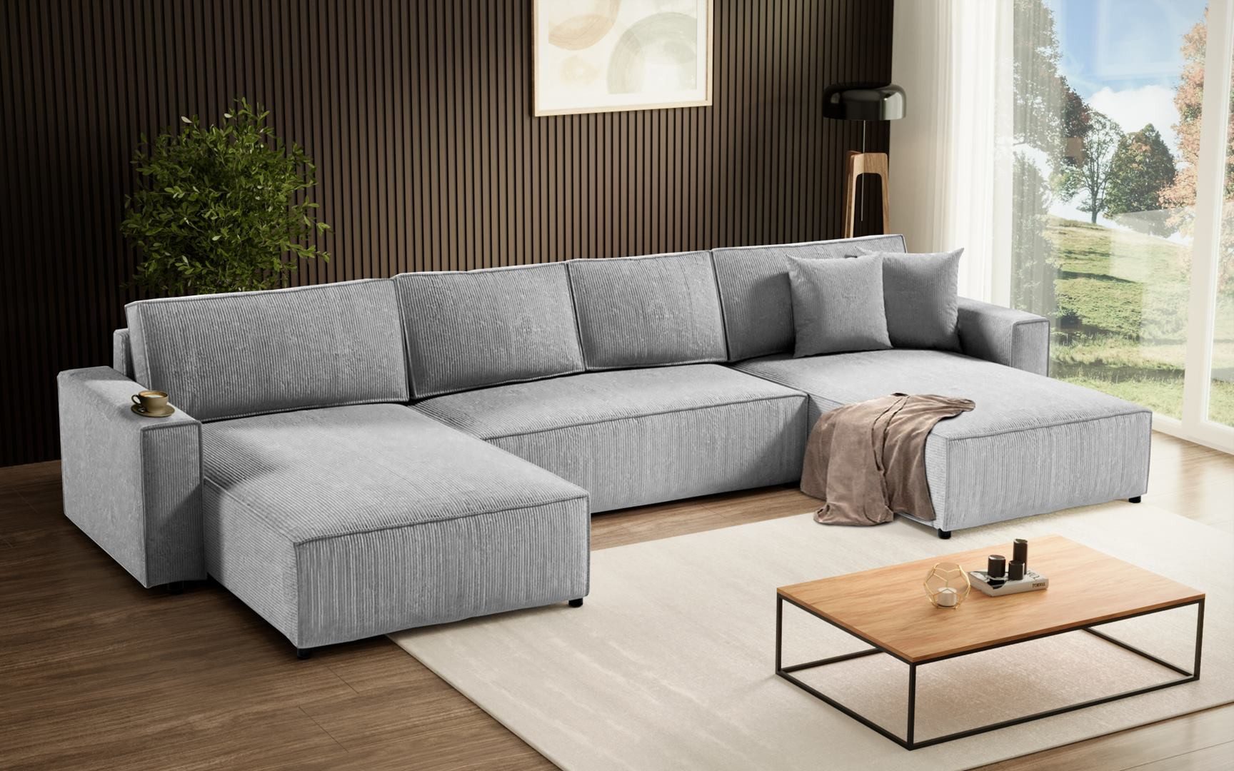 Beautysofa Ecksofa U-Form Parys, mit Schlaffunktion, günstig online kaufen