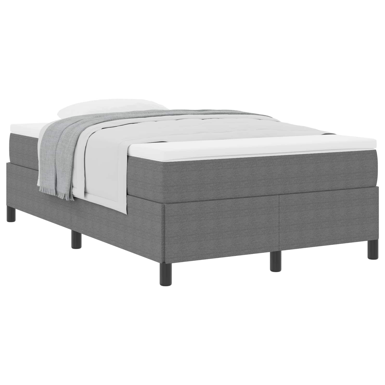 vidaXL Bett Boxspringbett Hellgrau 120 x 200 cm Cordstoff (1-tlg)