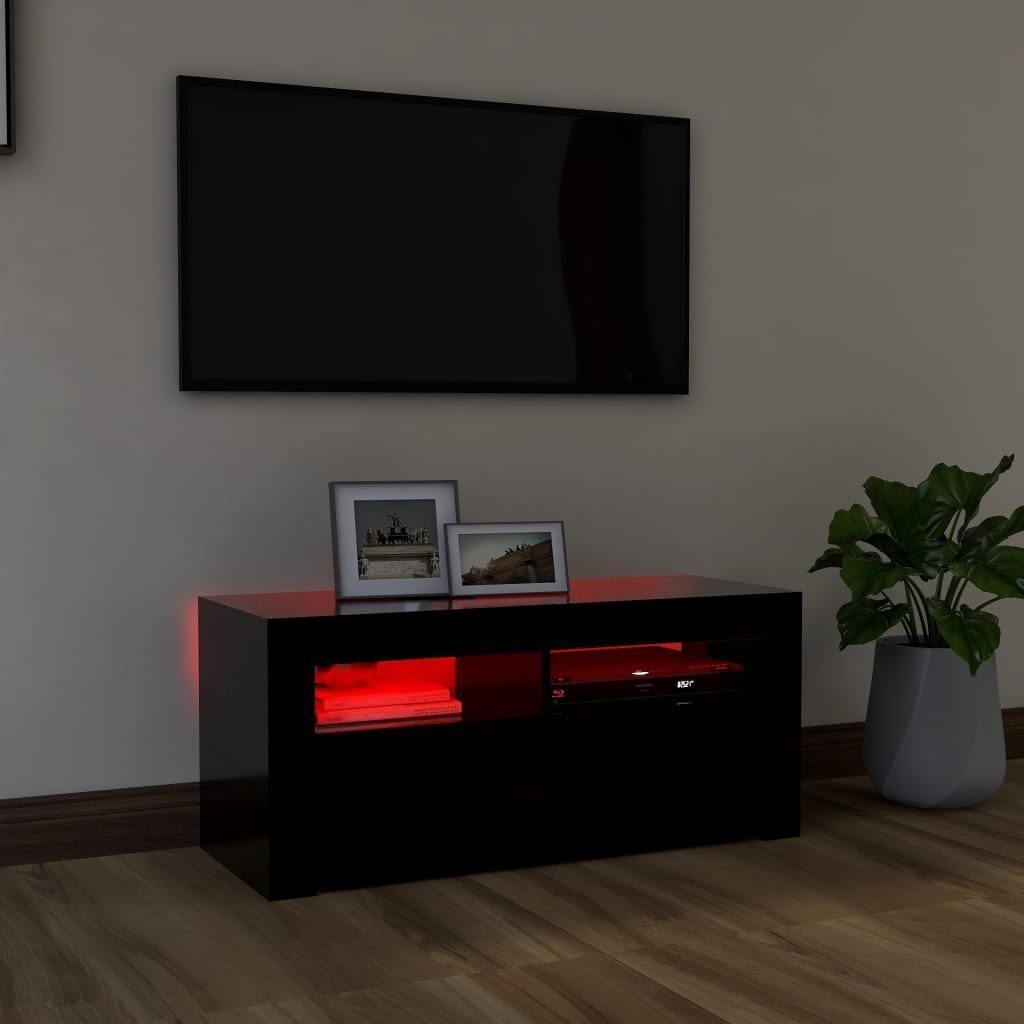 Schwarz vidaXL mit TV-Schrank (1-St) cm LED-Beleuchtung TV-Schrank 90x35x40